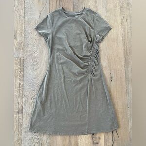 Universal Thread Medium Olive Green T Shirt Knit Dress Ruched Shirred Cotton